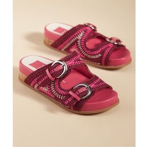 Anthropologie Dolce Vita Ralli Sandals Pink Size 7 Slip On Buckle Thick Strap